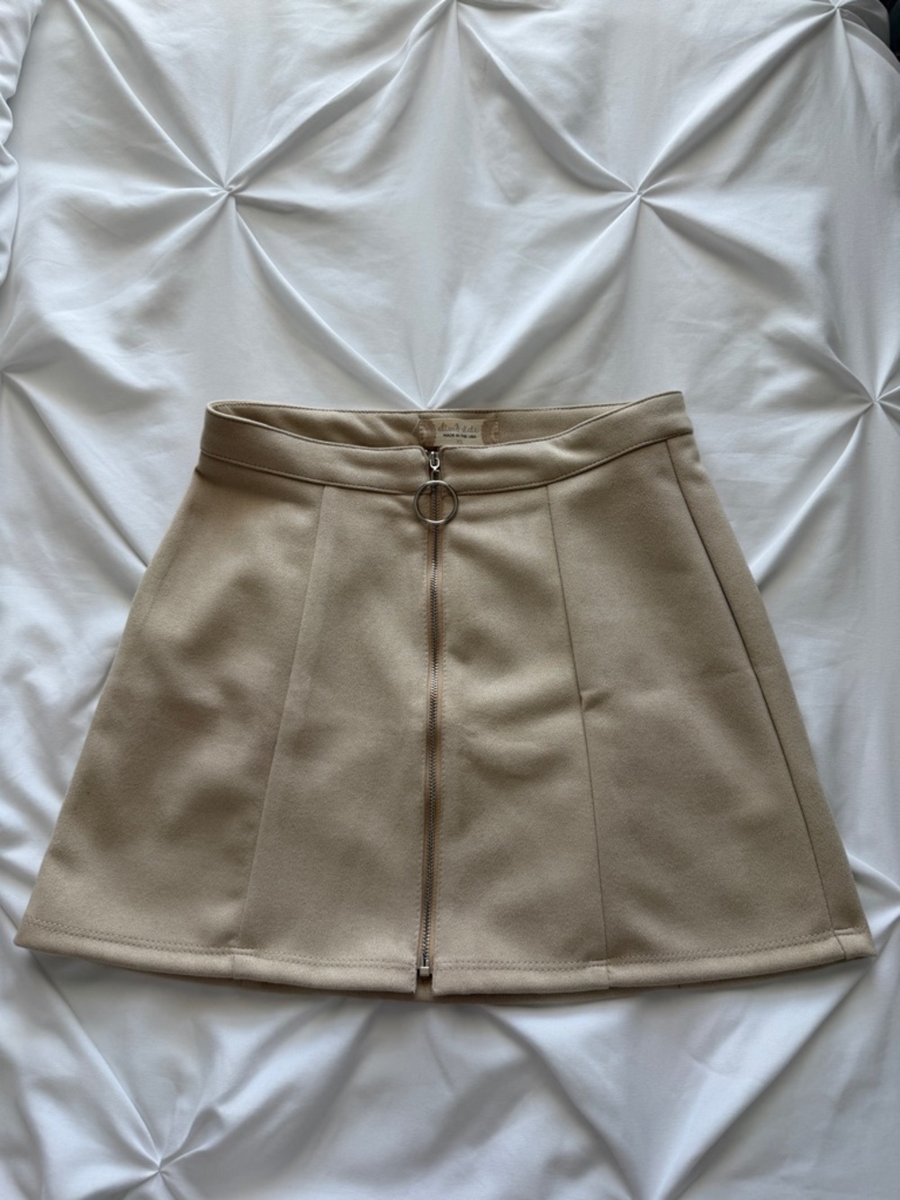 Altar'd State Cream Zip-Front Mini Skirt